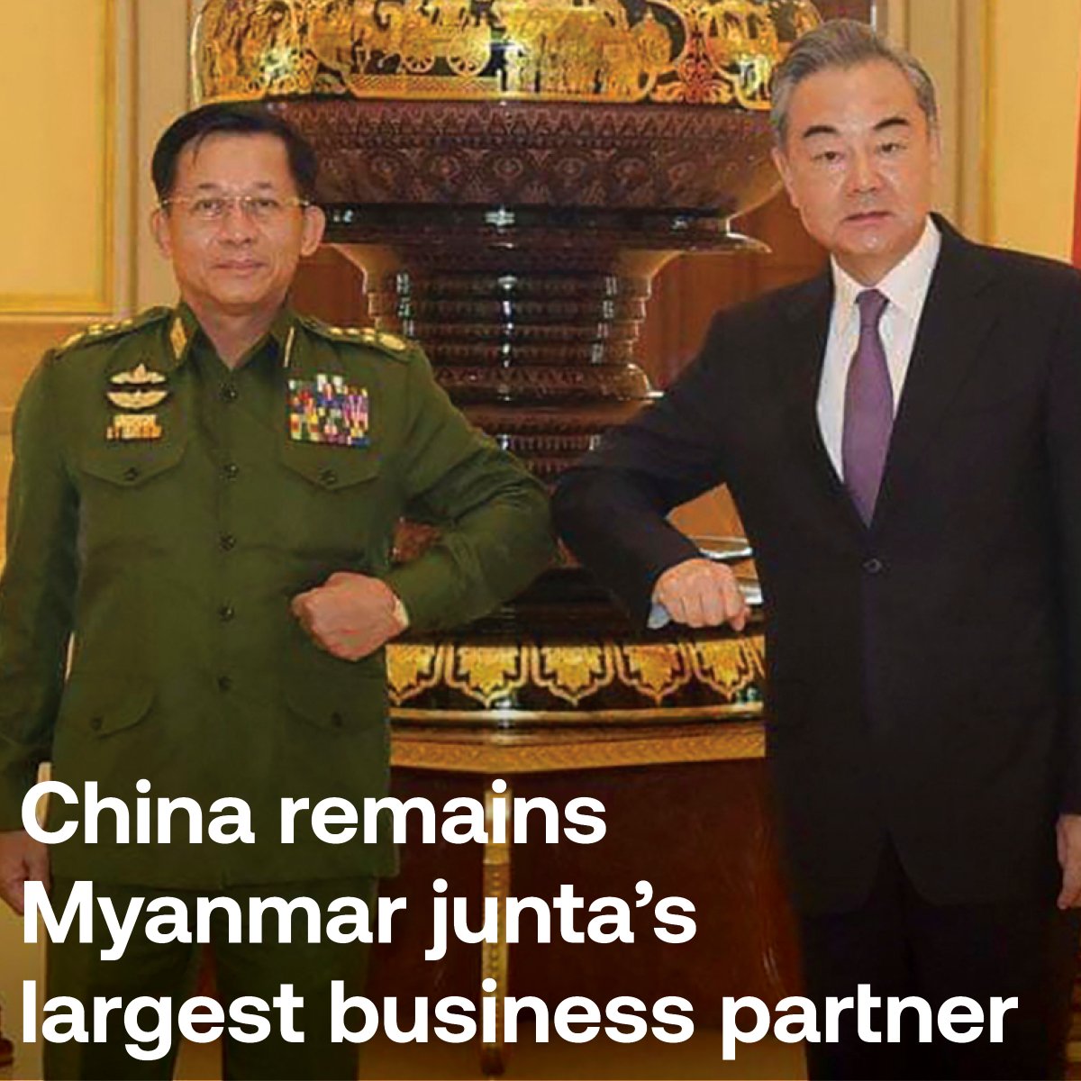 RadioFreeAsia's tweet photo. China remains the top international investor and business partner of Myanmar’s military government, despite last year's coup and the brutal crackdown that has killed thousands and displaced hundreds of thousands of citizens across the country. https://t.co/w4XYWerMRM