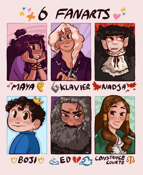 6 fanarts !!! ty to everyone who gave me characters to draw hehe :> 