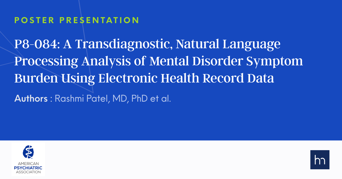 holmusk's tweet photo. Our @skollins1 and @RPatelDr presented posters on #RWE studies using our flagship data analytics platform #NeuroBlu today at #APA2022. Thanks to @APAPsychiatric for the opportunity.
Read more about our findings: https://t.co/NbrCItM7pj https://t.co/xtZPEtJtZX