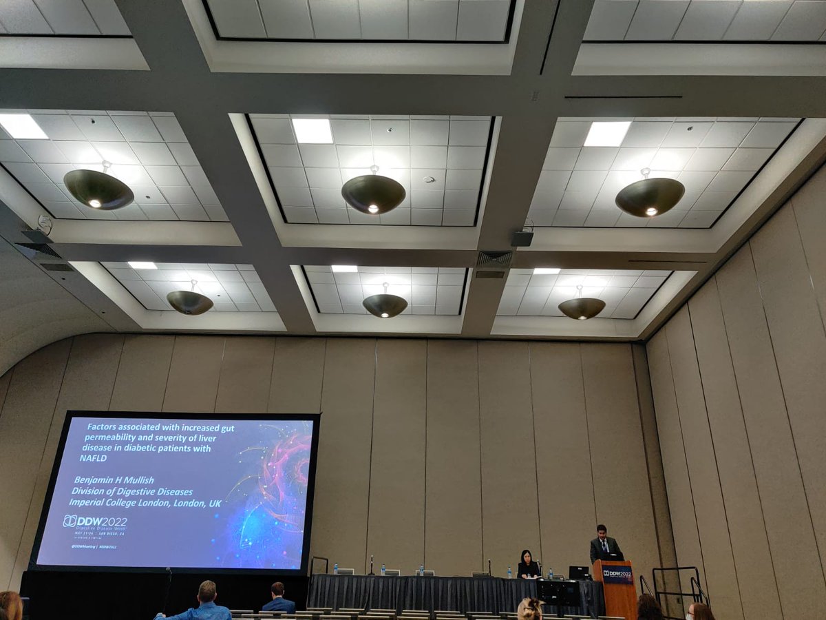 IHepatology's tweet photo. A busy #DDW2022 for the @IHepatology @ImperialMDR team, with @bhmullish presenting two orals on #NAFLD research from @ForlanoRoberta and @penny_manousou, and his #FMT #AMR #metabolomics research with @rohmaghani @NPCUK1 https://t.co/wWogEdgB69