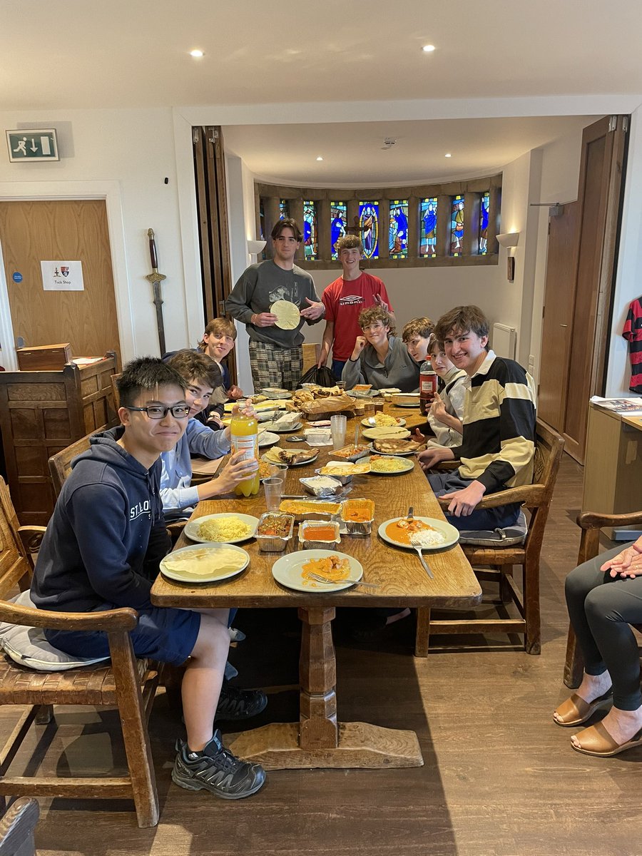 AmpColl_StDO's tweet photo. Great company! Good food! And a well earned break from GCSE’s as the boys have a free day tomorrow from exams! https://t.co/stOPxvRy3X