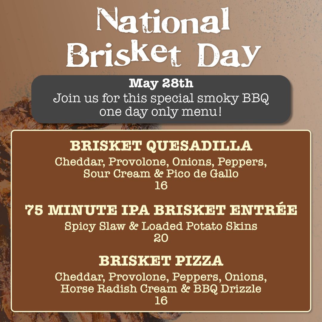 We had to celebrate National Brisket Day at The Alehouse!
Join us Saturday, May 28th when we mix up our 'Que menu
This will be your only opportunity to get your hands on a Brisket Pizza, so don't miss out!
*While supplies last
#nationalbrisketday #dogfishheadalehouse #themocoshow