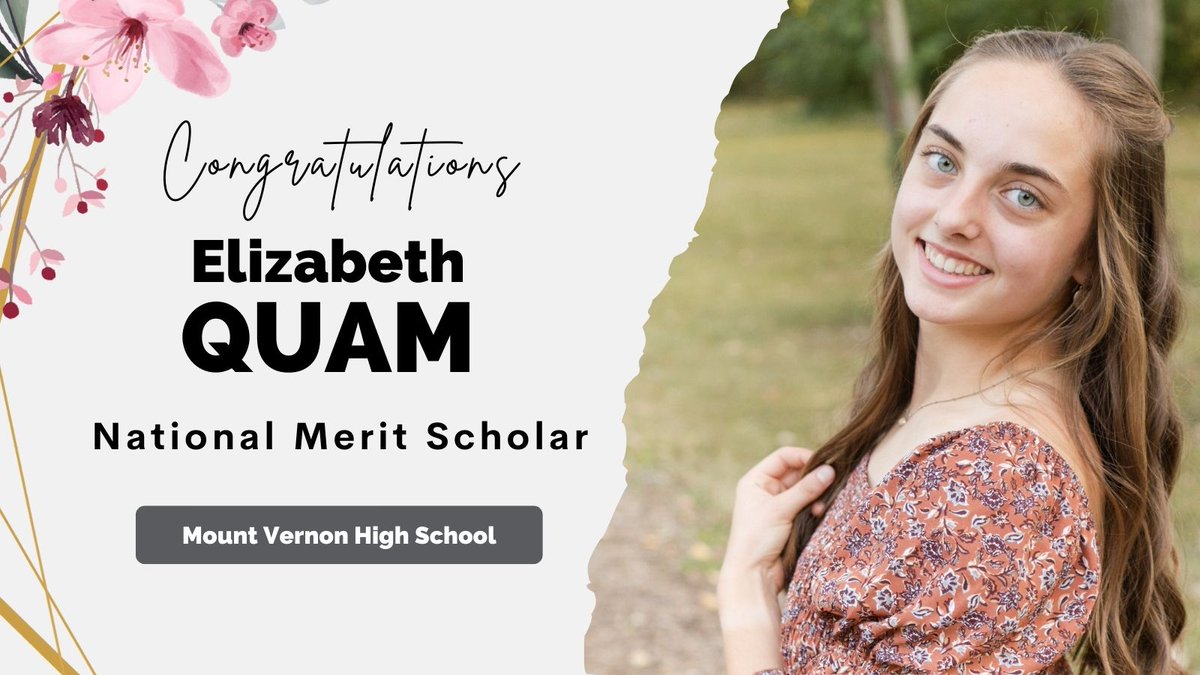 TheMustangMoon's tweet photo. We are so proud of our NATIONAL MERIT SCHOLAR, Elizabeth Quam from Mount Vernon High School! Elizabeth plans to study biochemistry at Iowa State University! @IowaStateU @nationalmerit #GoMVStangs! https://t.co/ISAFISy39o