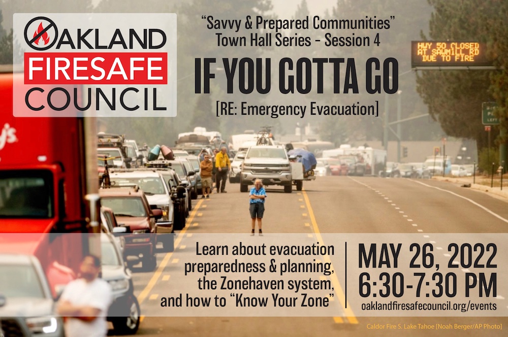 OaklandFiresafe's tweet image. Guest speakers for Thursday's EVACUATION Town Hall:
• Jessica Feil, City of Oakland Emergency Services Management Division
• Daniel Findley, City of Oakland's Bureau of Planning
• Charlie Crocker, Co-Founder &amp;amp; CEO of @zonehaven
Register us06web.zoom.us/meeting/regist… #readyoakland