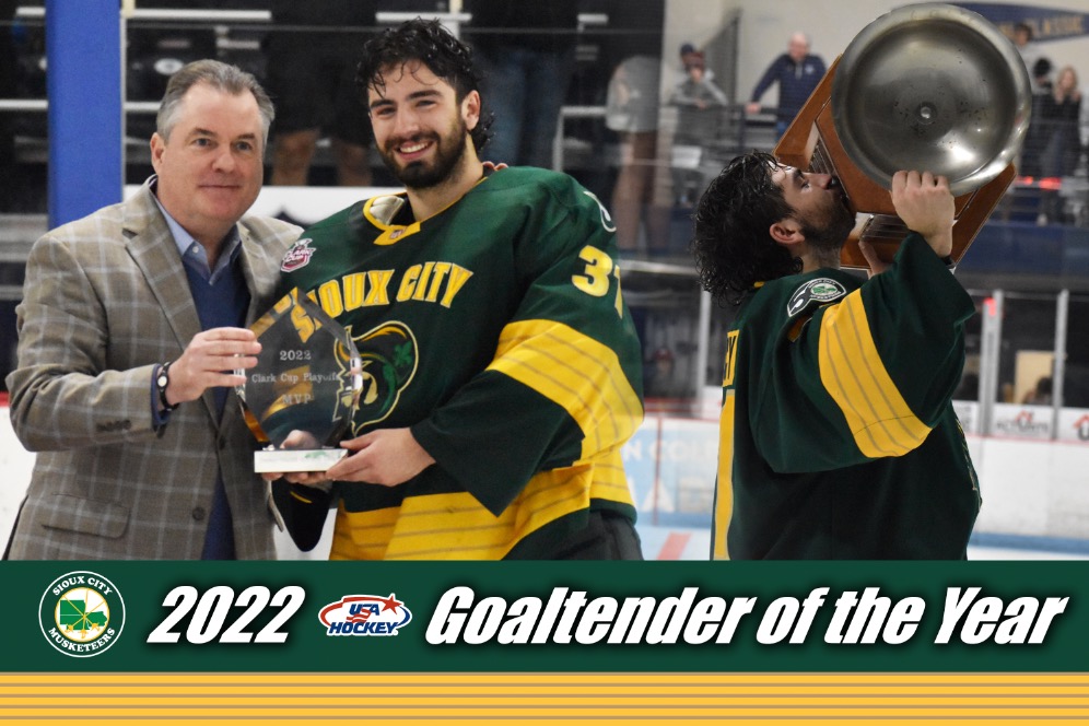 Congratulations to our playoffs MVP @alextracy31 on winning the 2022 <a href="/usahockey/">USA Hockey</a> Goaltender of the Year!