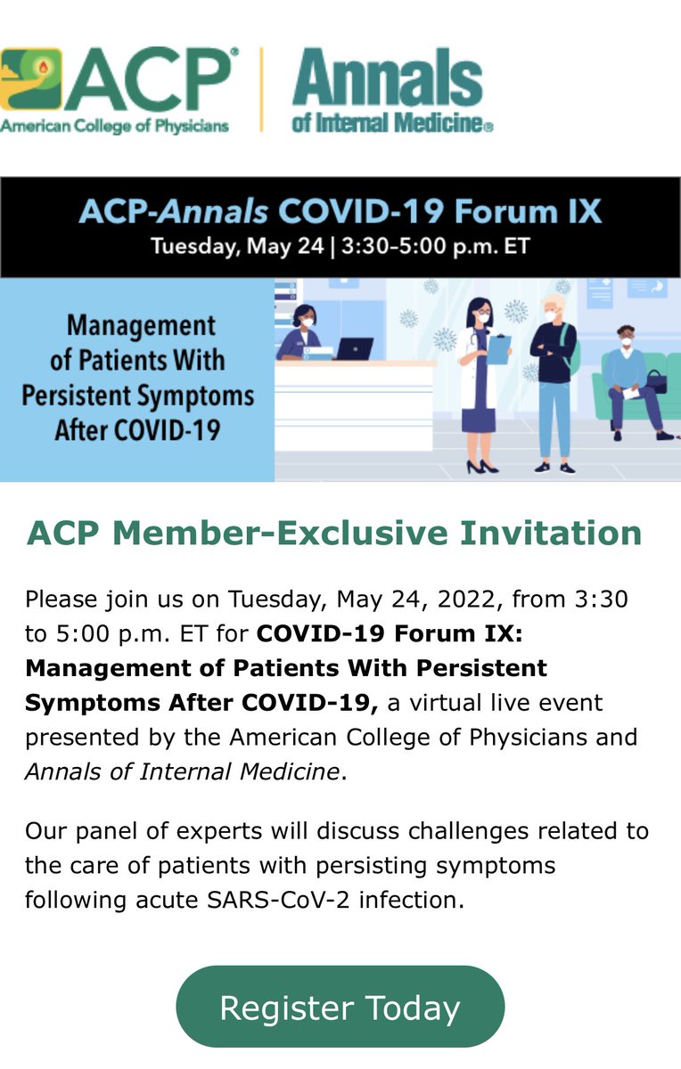 Dr. Elisa Choi, MD, FACP, FIDSA, FAMWA (She/Her) (@drelisachoi) on Twitter photo .<a href="/ACPinternists/">ACP</a> <a href="/AnnalsofIM/">Annals of Int Med</a> #COVID19 Forum “Management of Patients with Persistent Symptoms after COVID-19”. Wonderful panel: Dr. Clifford Lane, Dr. <a href="/CarlosdelRio7/">Carlos del Rio</a>, Dr. <a href="/hopealuko/">Aluko A. Hope</a>, Dr. <a href="/Doclief/">Lindsay Lief</a> #IMProud <a href="/pennstate2003/">Amir Qaseem</a> .<a href="/ACPinternists/">ACP</a> <a href="/AnnalsofIM/">Annals of Int Med</a> #COVID19 Forum “Management of Patients with Persistent Symptoms after COVID-19”. Wonderful panel: Dr. Clifford Lane, Dr. <a href="/CarlosdelRio7/">Carlos del Rio</a>, Dr. <a href="/hopealuko/">Aluko A. Hope</a>, Dr. <a href="/Doclief/">Lindsay Lief</a> #IMProud <a href="/pennstate2003/">Amir Qaseem</a>