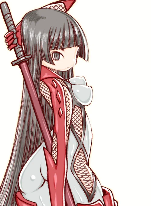 なんか姫カットがトレンド入りしてたのでKunoichiの緋花さん。忍の殺陣システムかっこいいのに続編でないなあ・・ #姫カット #kunoichi #shinobi 