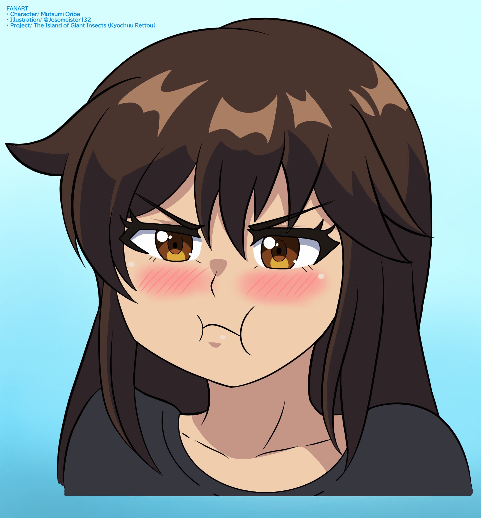 Krypto-san on X: A digitalized painted drawing of my original picture (on  right) of Mutsumi Oribe from Kyochuu Rettou pouting like if she's jealous  of something. #artwork #painting #digitalart #art #fanart #animefanart #