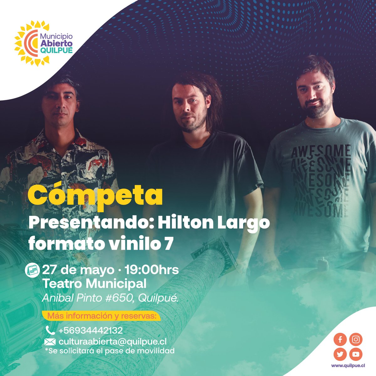 Galactor83's tweet image. Este viernes estaremos en vivo en el Teatro Municipal de #Quilpué a contar de las 19hrs. ENTRADA LIBERADA
.
#musicachilena #rockchileno #musicaindependiente #musicaenvivo