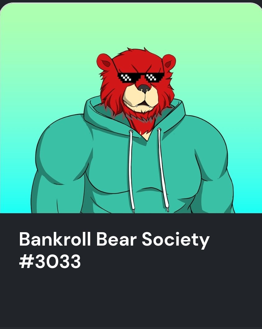 Khanicus5's tweet image. Another one of my Bankroll Bears ... Just love these rich bears 😍🤩
@UptownBBS #BankRollBears #NFTCommunity #investing #MoneyTalks #bullshitwalks