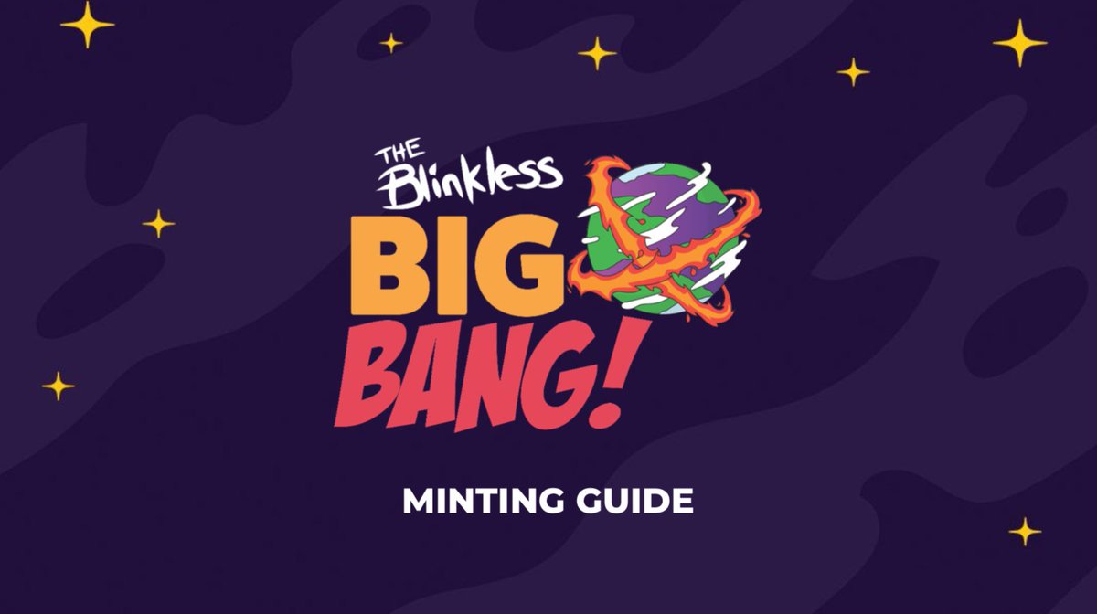 🪐 Here it is everyone - The Big Bang Minting Guide!

👉Read this thread to find out how you can be a master of the universe!

Mint Date: June 05, 2022
Max per wallet: 5

Get on the Blinklist here:
app.theblinkless.com/big-bang

LFG!! 🔥