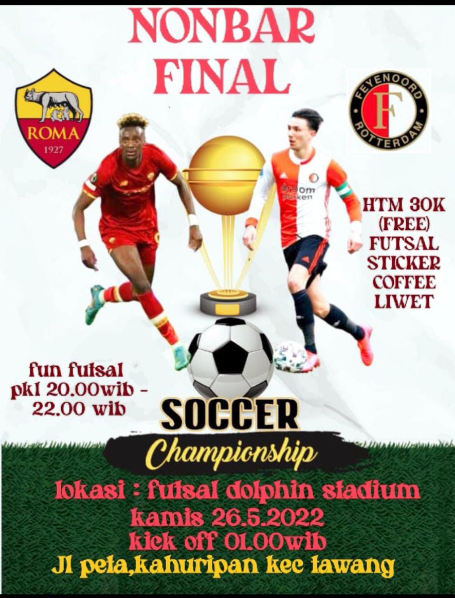 Hayu ah barudak anu jauh mendekat,anu mendekat merapat. Mari meriahkan event futsal dilanjut nobar. Info lebih lanjut bisa hub no di bio