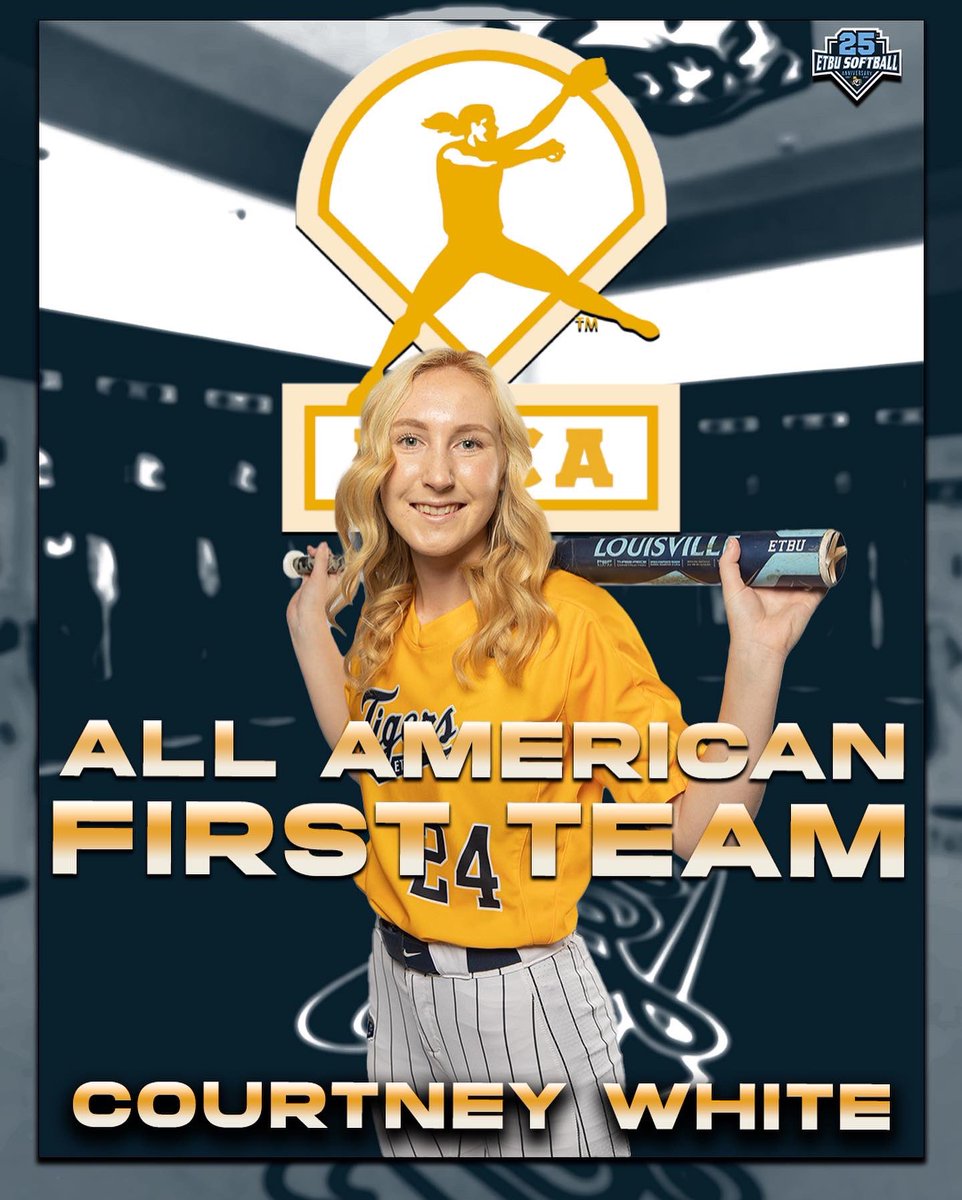 ETBU_Softball's tweet photo. ALL AMERICAN 1ST TEAM

Congratulations to Courtney White on being named NFCA All American First Team!
#TigerSoftball #TigersUnite https://t.co/w8cgzU5Id1
