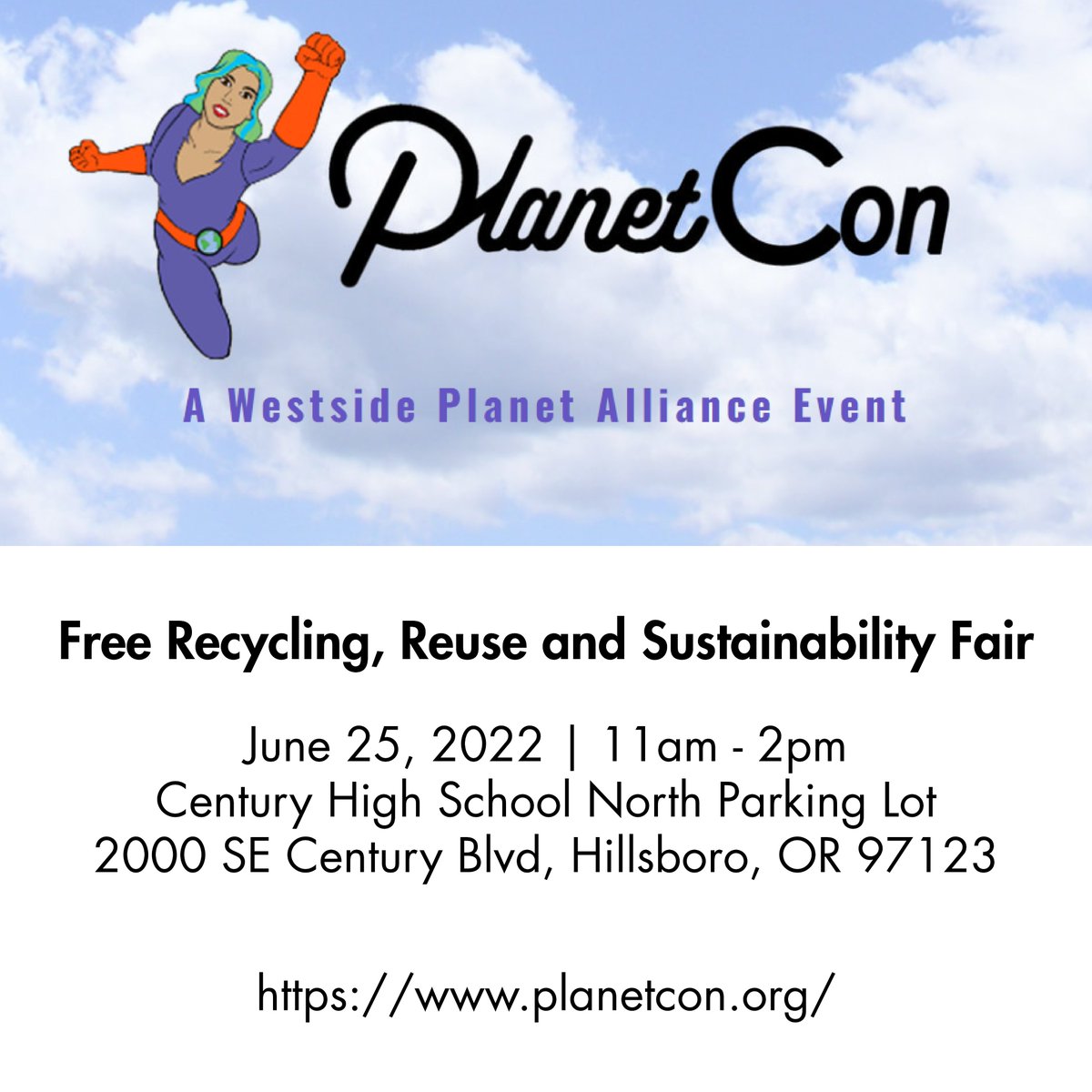 Save the date for PlanetCon - a free recycling, reuse and sustainability fair! For more information visit planetcon.org.