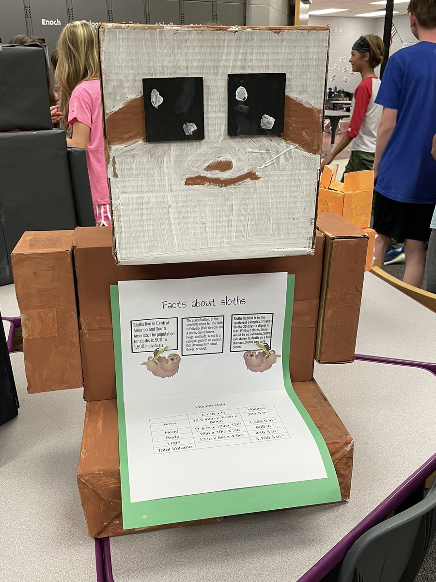 lens_school's tweet photo. A few exhibits at the 5th grade LENS Zoo. Students worked to find volume of composite figures. https://t.co/cUGtR9HlBw