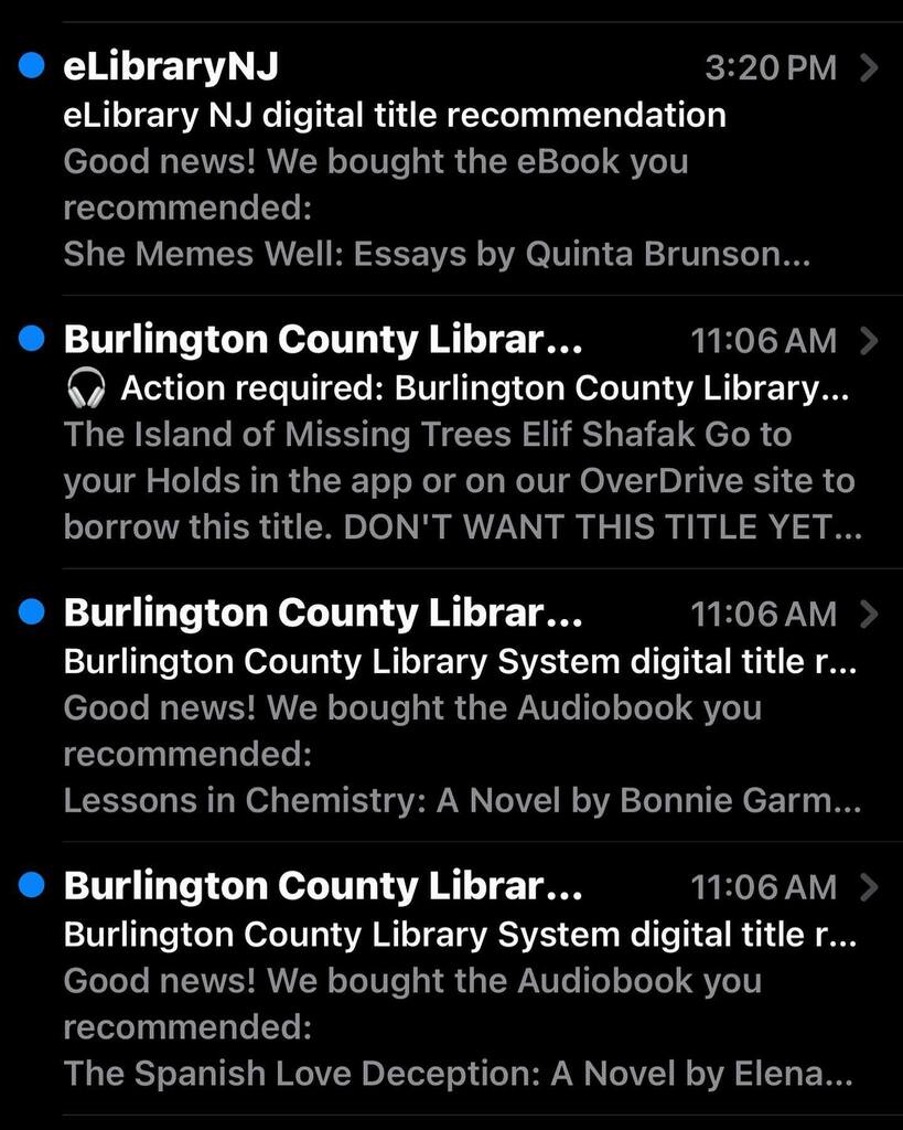 My favorite king of email-“we bought all the books you asked for!” Yes, I recommend a lot of books. Yes, I belong to two libraries. No, I have no idea what I’m going to read/listen to next! Help! I’m in a bit of a slump. What should I read? What are you … instagr.am/p/Cd9OLCBvKqa/