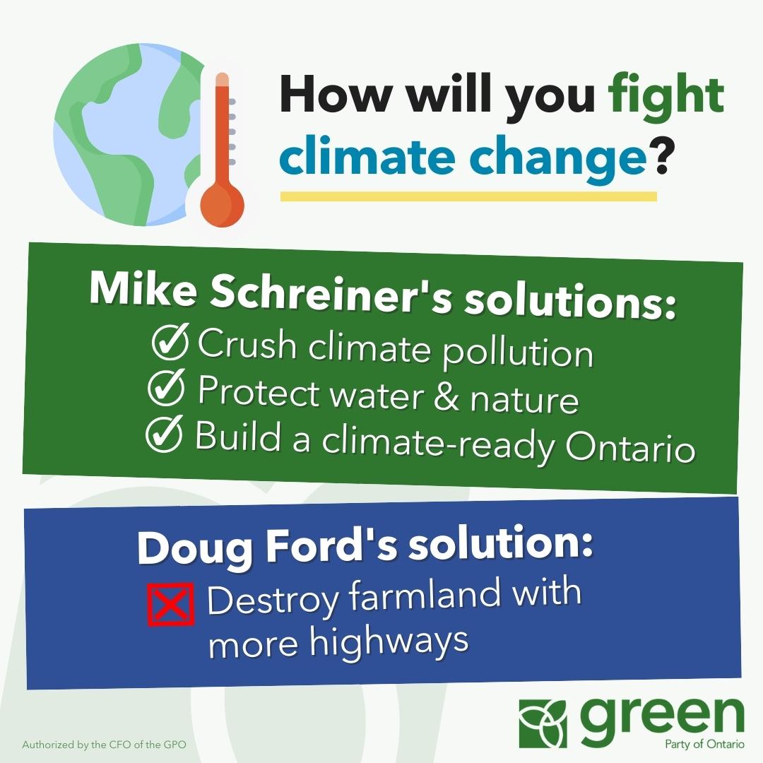 Green Party of Ontario (@ontariogreens) on Twitter photo .<a href="/MikeSchreiner/">Mike Schreiner</a> is the only one leading in the fight against the #ClimateCrisis in Ontario.
Doug Ford is out of touch.
👉 Vote for the Ontario you want, the Leadership we need. #VoteGreen! ✅
#onpoli #elxn43 #OntarioVotes #ActOnClimate #StopTheSprawl .<a href="/MikeSchreiner/">Mike Schreiner</a> is the only one leading in the fight against the #ClimateCrisis in Ontario.
Doug Ford is out of touch.
👉 Vote for the Ontario you want, the Leadership we need. #VoteGreen! ✅
#onpoli #elxn43 #OntarioVotes #ActOnClimate #StopTheSprawl