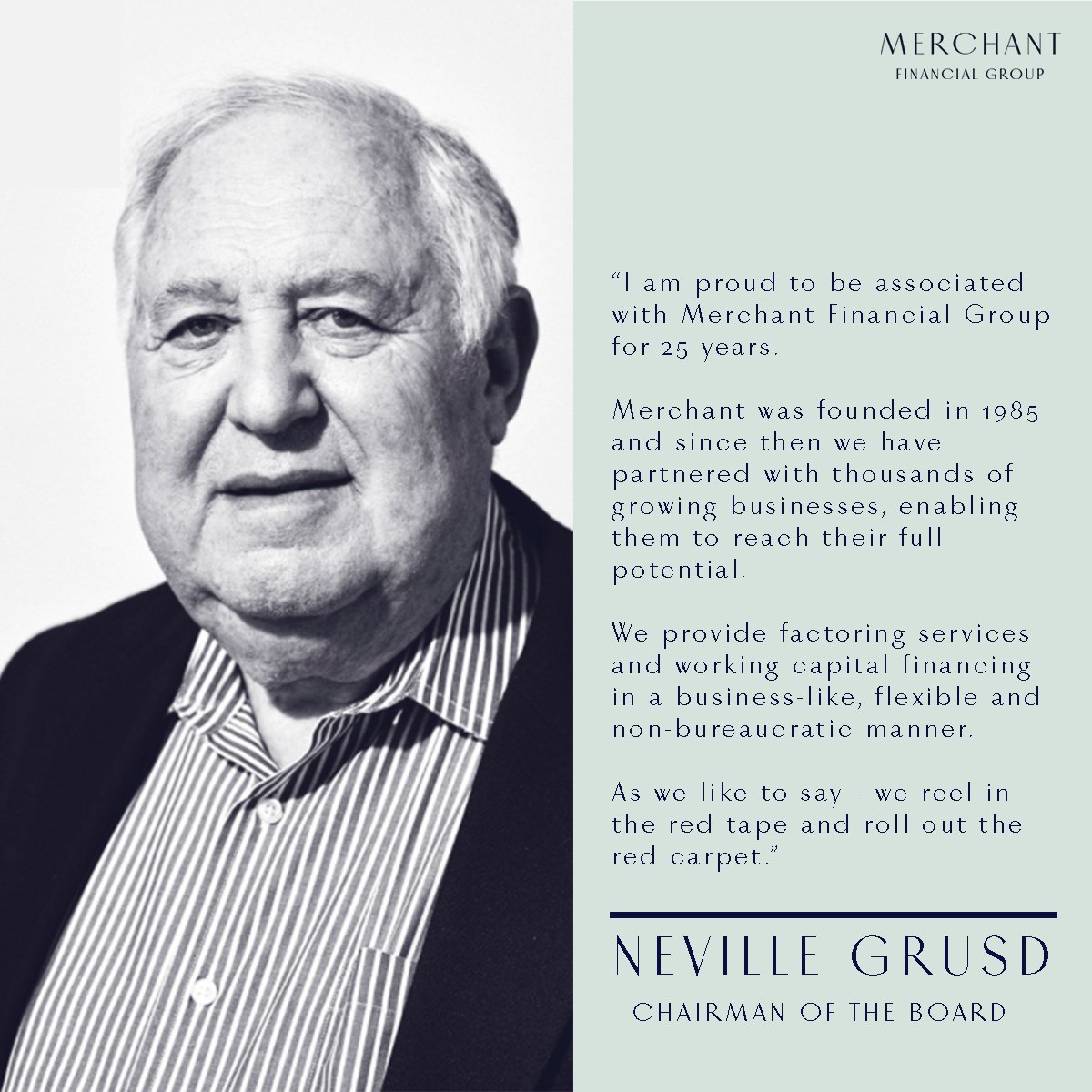 merchantfactors's tweet photo. Chairman of the Board, Neville Grusd, shares his experience of being associated with Merchant for 25 years and how the company has evolved. He has seen Merchant enable thousands of businesses to grow & succeed over the years.
#MerchantFinancial #FlexibleLender #BusinessGrowth https://t.co/TBBCAAal0S