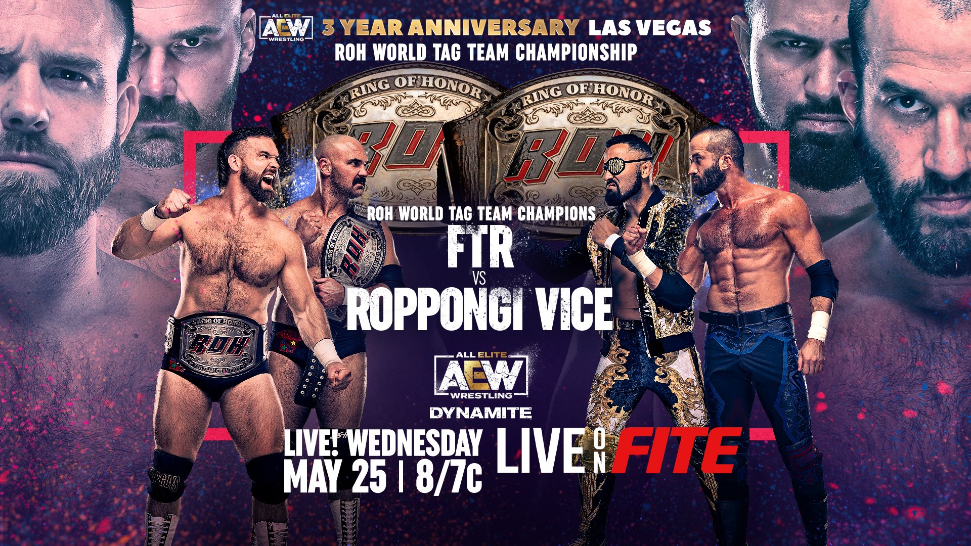 FITE on Twitter: " Will #FTR keep it 6-star? The @ringofhonor World Tag Team titles are on the line TOMORROW on #AEWDYNAMITE when @DaxFTR & @CashWheelerFTR defend the titles against #RoppongiVice LIVE