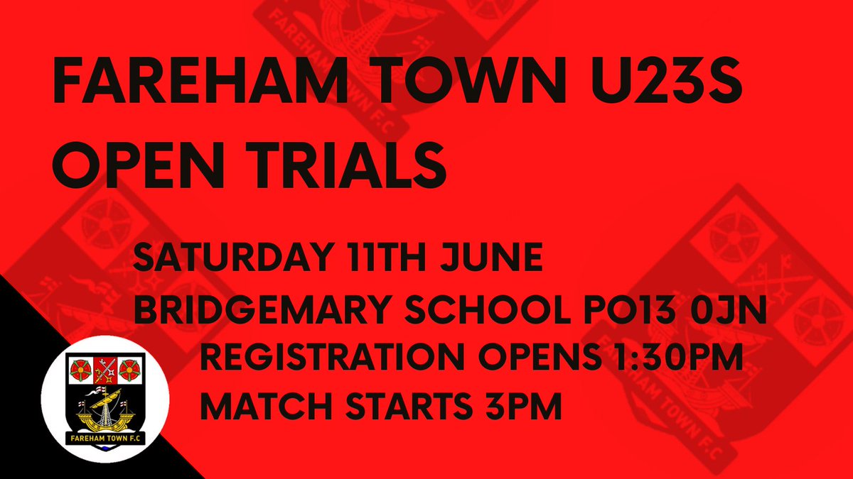 Are you looking for a football team?

The club are looking to host open Trials for any player aged under 23 who is interested in joining our revamped U23 development squad playing in @wyverncombfl

🔗farehamtown.co.uk/news/open-tria…

#Creeksiders ❤️🖤