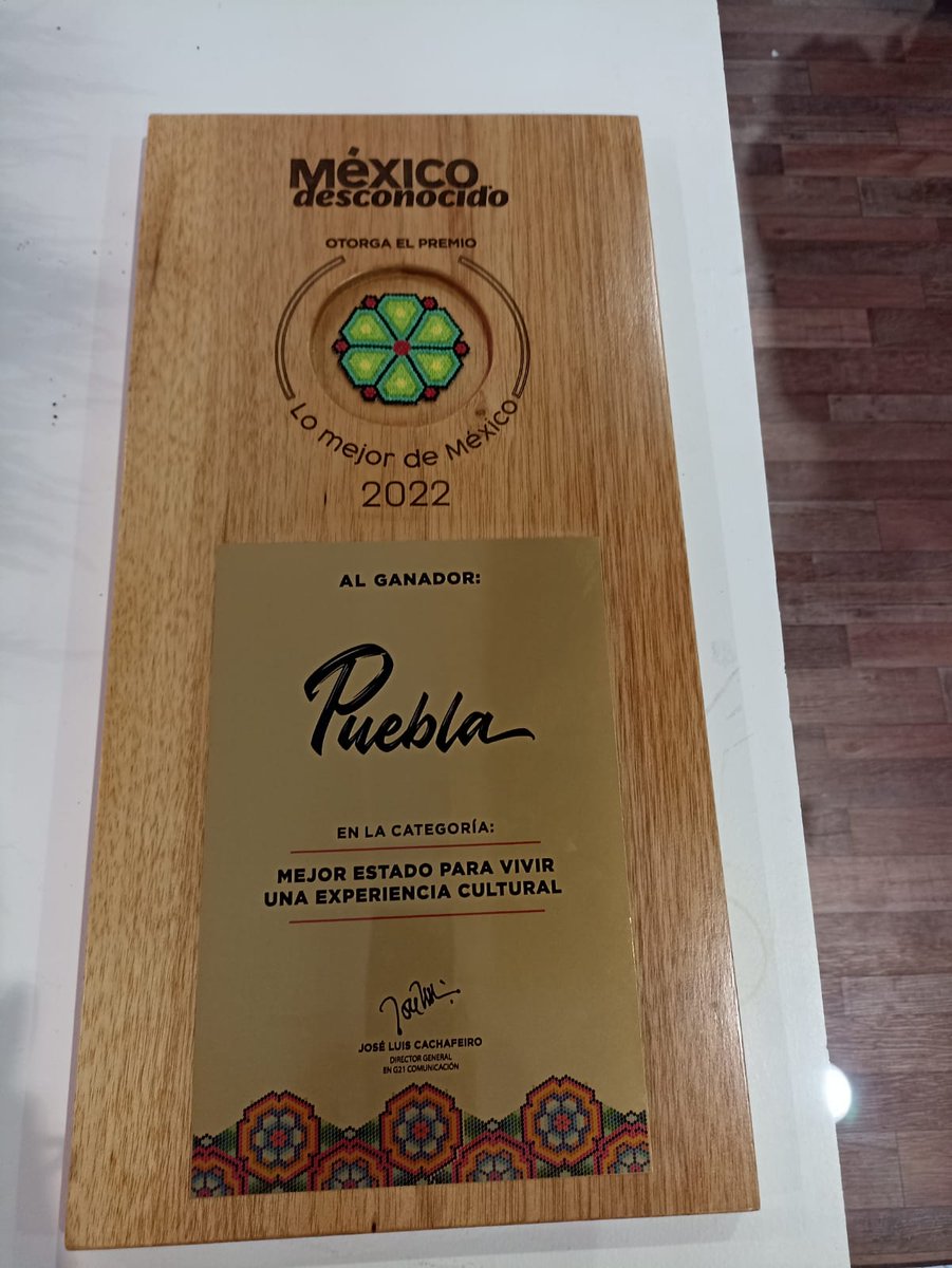 'Mejor estado para vivir una experiencia cultural'  es para #Puebla este 2022 otorgado por @mexdesconocido 
Felicidades 👏👏💯
#ExperienciasVIP #ExperienciaCultural