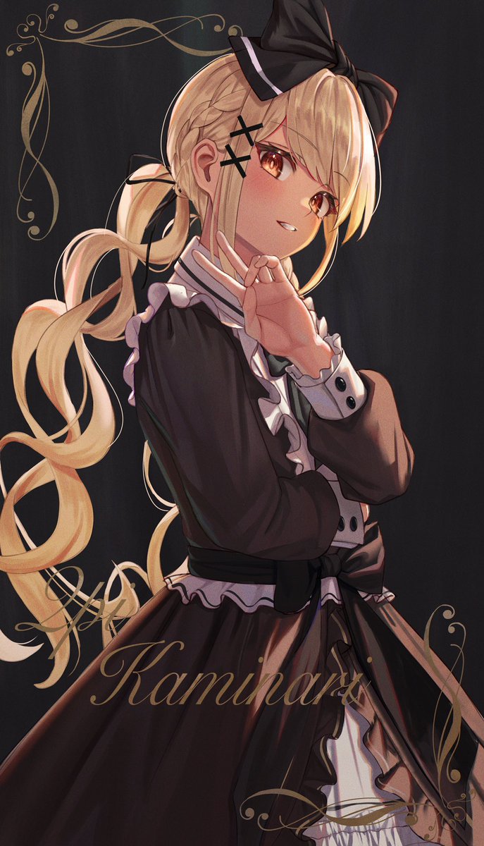 1girl solo blonde hair dress long hair x hair ornament twintails  illustration images