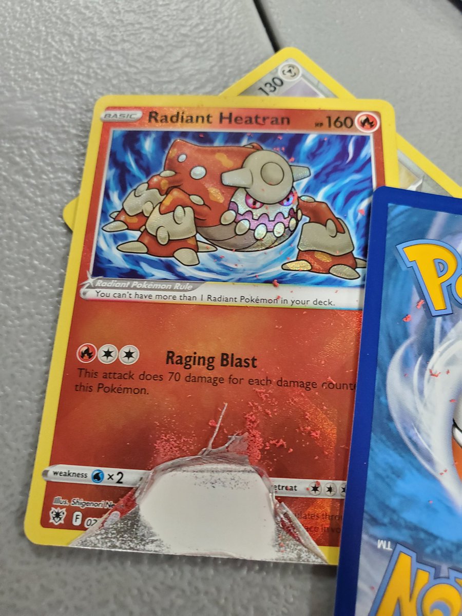 TCGiant's tweet photo. Twitter peeps! Help me help you! Retweet and comment boost the hell out of this! @Pokemon do better! This quality control is horrible! These two Astral radiance boxes have so many destroyed cards! https://t.co/llRVEiEojw