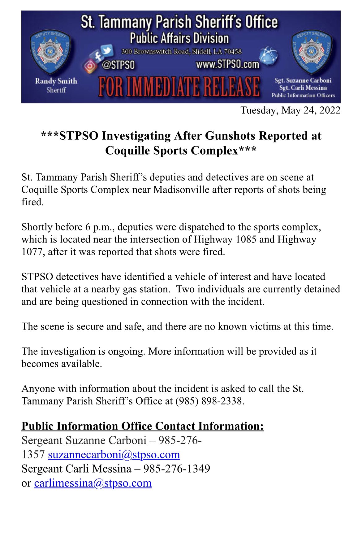 Anna McAllister on Twitter "Confirmation that this was a shooting, two