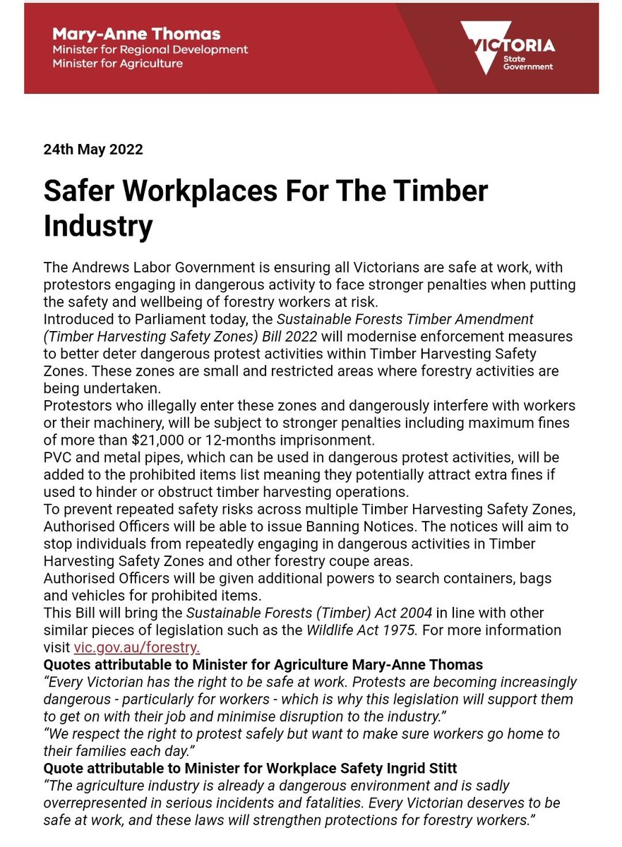 I'm unaware of a single incident affecting the safety of logging contractors. Any danger is solely facing protestors, who aren't sitting inside large machines. 

The government is introducing laws based on blatant lies.