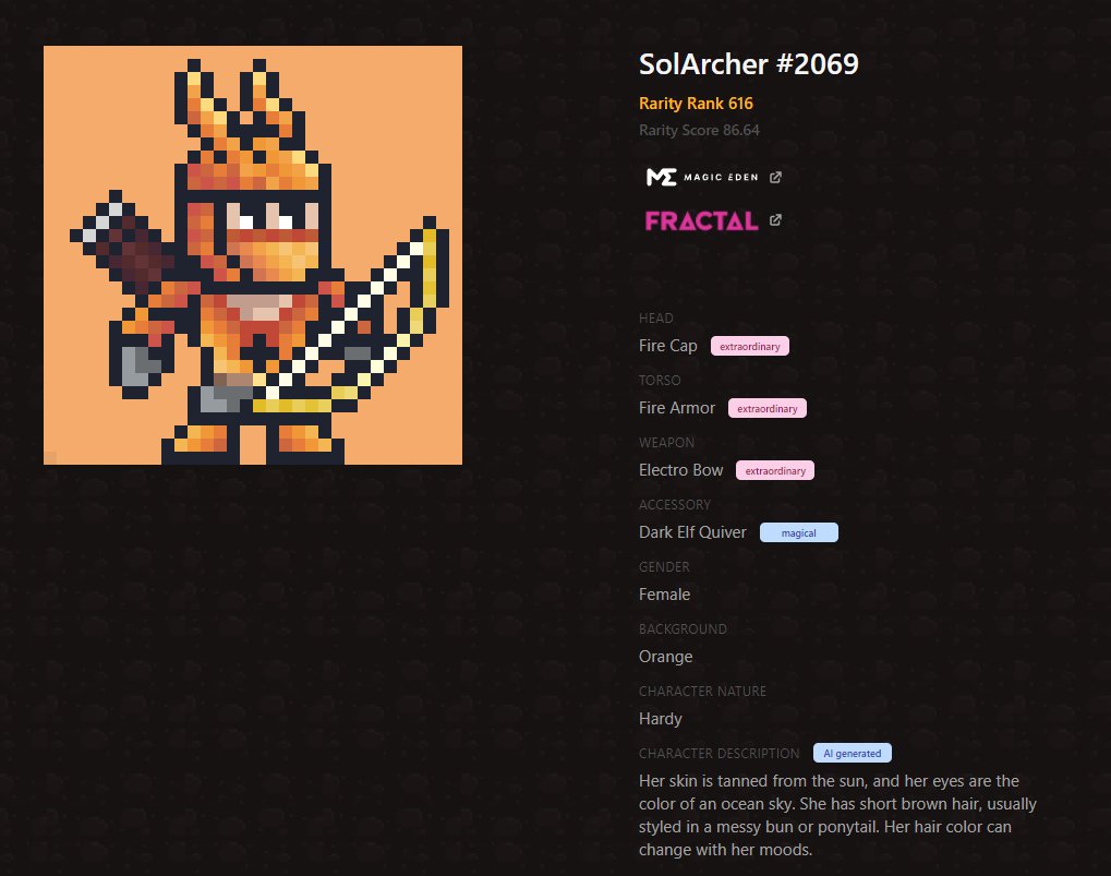 This is the only fully matching Fire Archer that was minted, pretty exclusive group 🔥