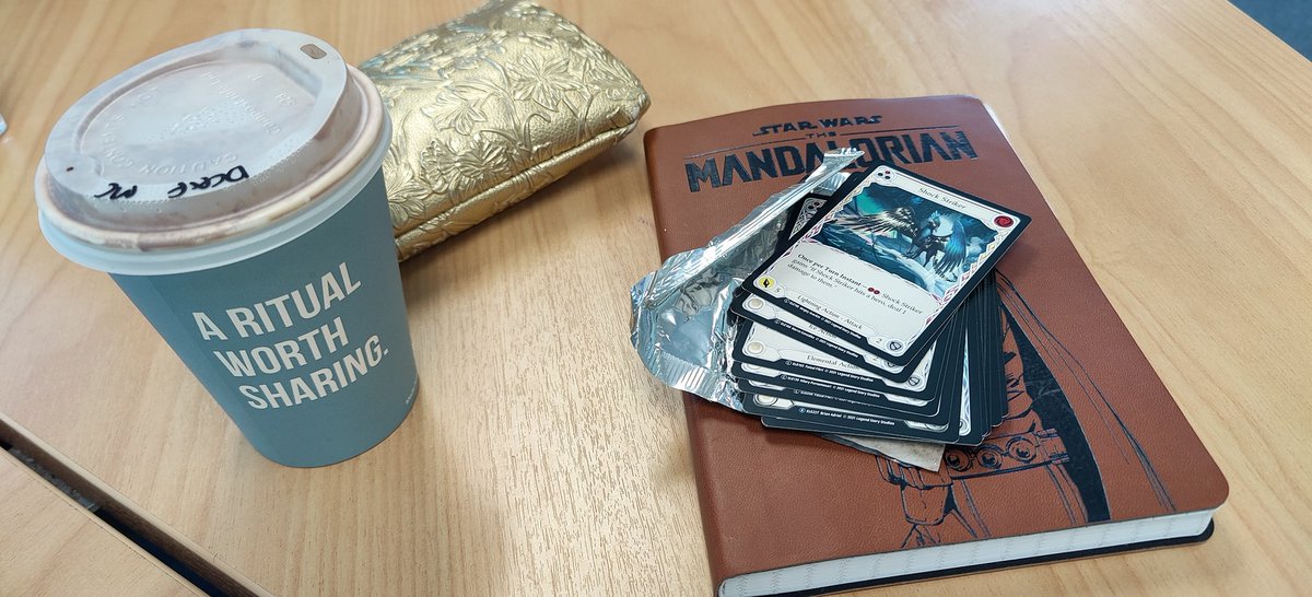 nzfashion's tweet photo. I found a random pack of #fabtcg TOA in my backpack. Thought I'd strategically place it on my desk to "spark conversation" Hoping to get some bites 🤣👀 #spreadthegoodword 🙏🏾 https://t.co/cnOiU1JPQh