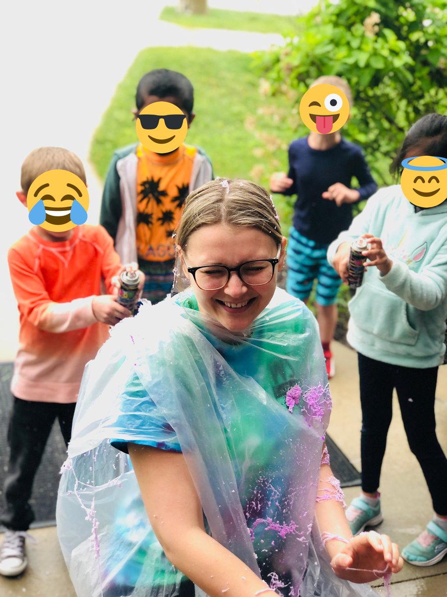 Mrs. Wasescha’s class was the first class to turn in all of their library books this year! They got to spray me like crazy with silly string as a reward.