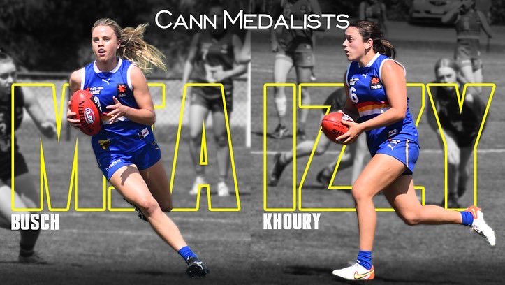 JedLanyon's tweet photo. The Eastern Ranges capped off another great season, which saw Mia Busch and Izzy Khoury named as joint Cann Medalists.

Both players have very exciting futures ahead of next month’s AFLW Draft. https://t.co/jbACdf9UsH