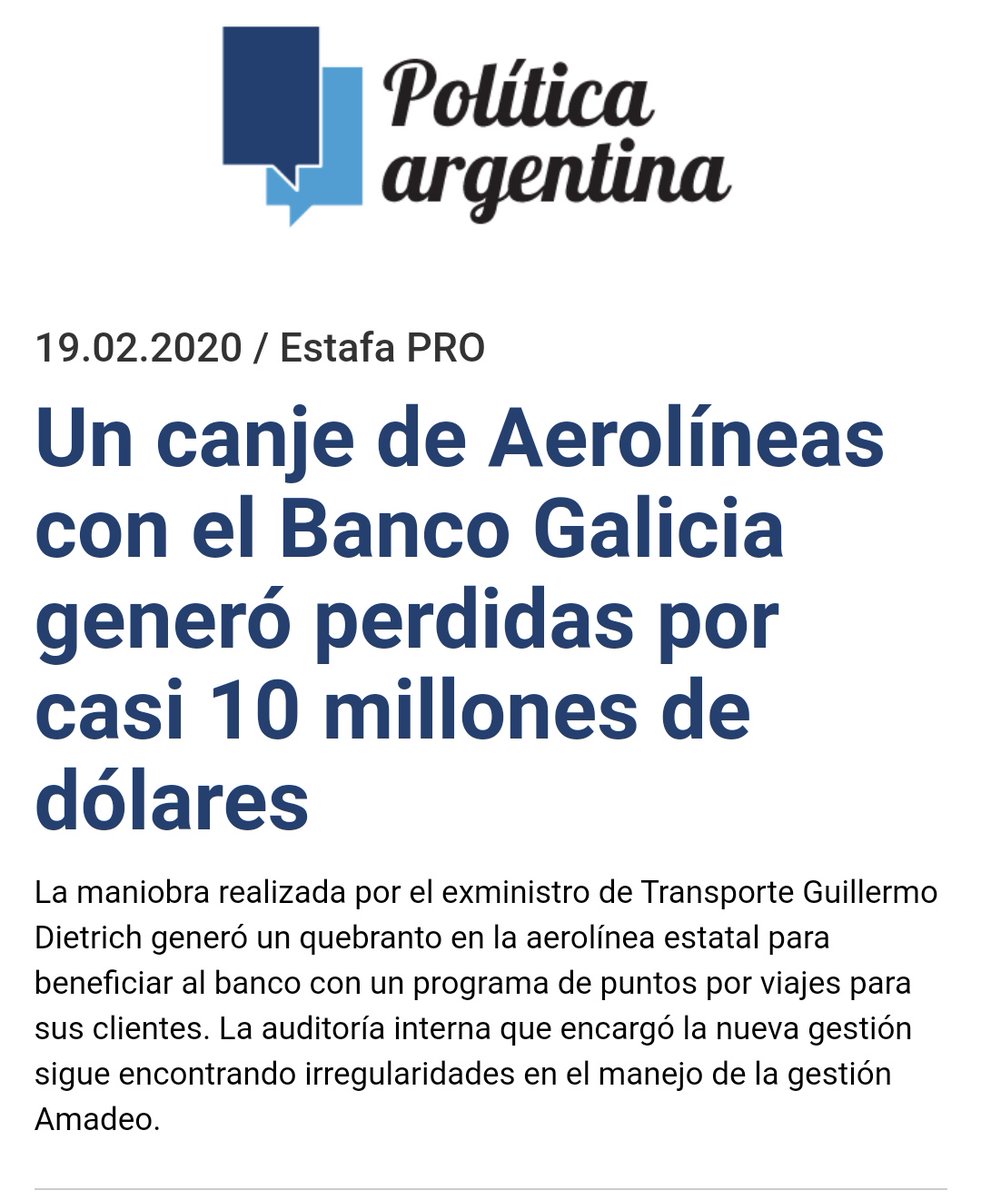 militante_bien's tweet photo. Che, @Guillodietrich. Tanto q te preocupa Aerolíneas Argentinas, cuando fuiste gobierno solo hiciste chanchadas.
¿Cuántas escuelas se hubieran hecho con u$d 10 millones, no?
Mejor llamate a silencio.
#EstafaPro @Aerolineas_AR #corrupción #Juntos https://t.co/5RY3N18DnG