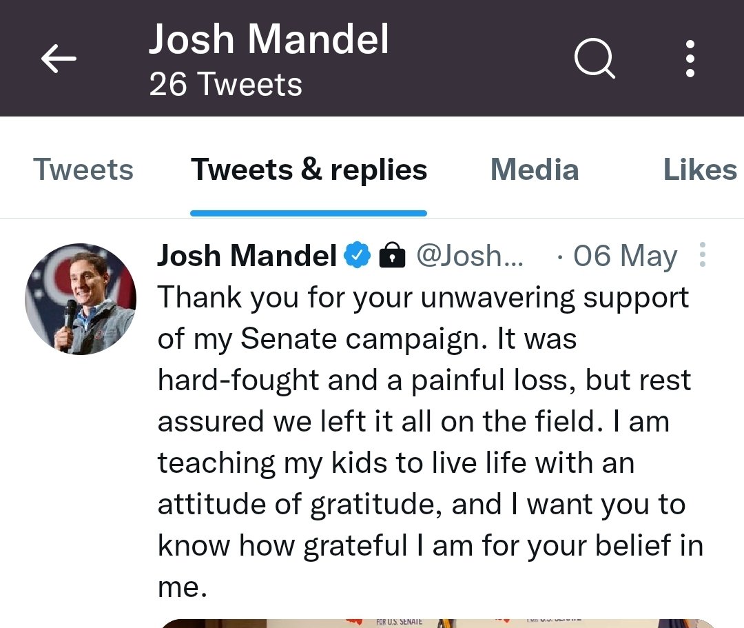 Just noticed Josh Mandel made his account private and deleted nearly all  his tweets