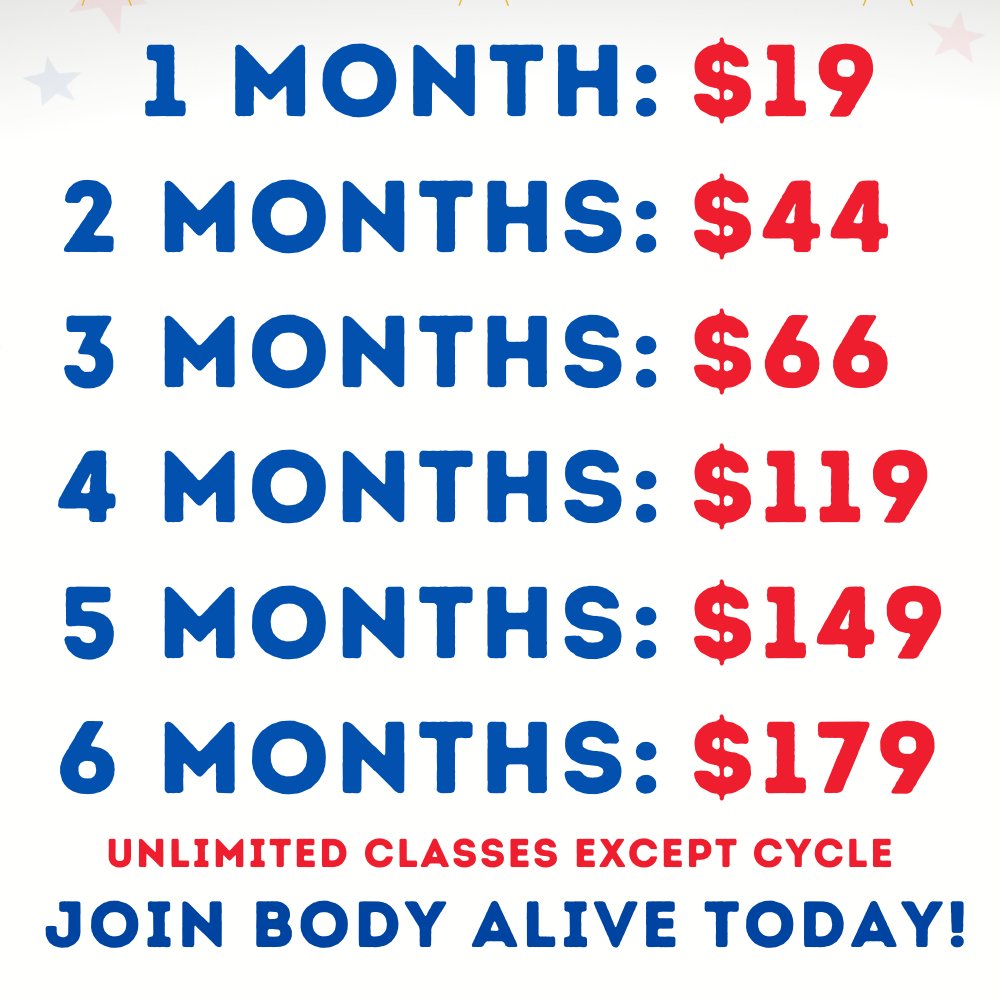_BodyAlive's tweet photo. Happy Memorial Day All Week Long at Body Alive
Come Join Body Alive &amp; Sweat With Us!
https://t.co/xGpn5GAMmu
Exp: 5/29/22 at Midnight https://t.co/znzvvWVcaH