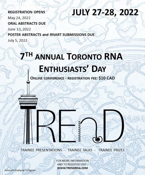 trendrna's tweet photo. BREAKING: #TREnD2022 is registration is officially OPEN! 

Join us virtually for a trainee-oriented two days of networking, poster &amp; oral presentations, RNArt, a Lunch&amp;Learn session, &amp; a Keynote from Dr. Oliver Rando!

Register &amp; submit your abstracts @ https://t.co/vLaTIMQVQE 🔬 https://t.co/gQDKH4HgOk