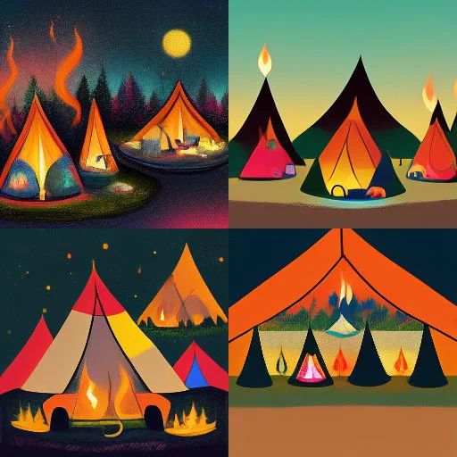 AI generated image of campground in the style of a fantasy illustration