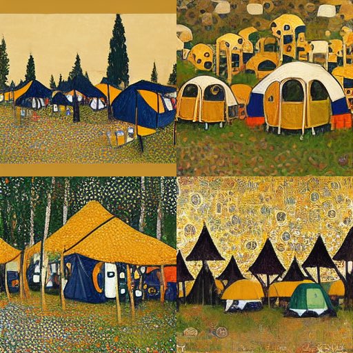 reidab's tweet photo. Played around with the @midjourney beta in work Slack this afternoon, taking requests for artists and art styles and rendering campground-related images. A few favorites here and in thread.

1. Tilt-shift photo of architectural models
2. Monet
3. Illustration
4. Klimt https://t.co/UvNzWxVsGt