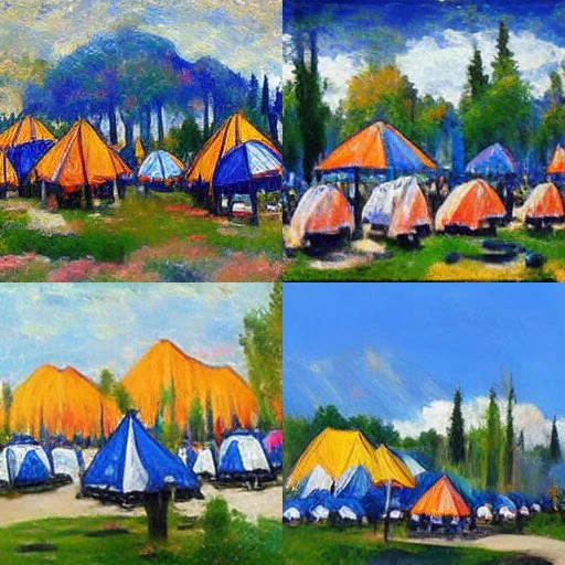 AI generated image of campground in the style of Monet