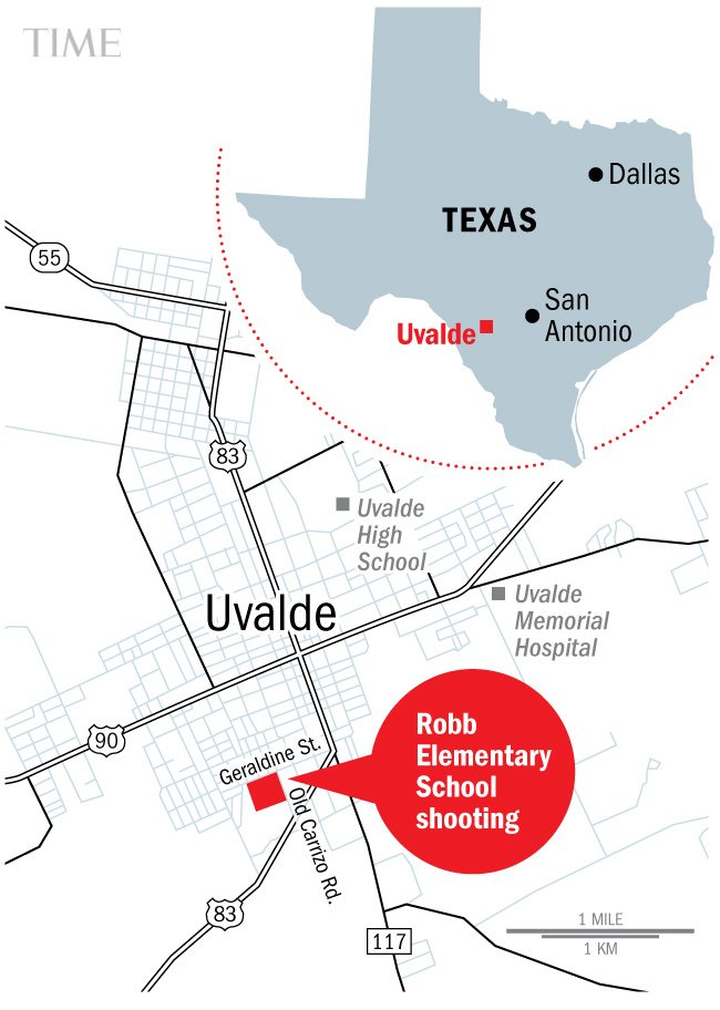 Map of Uvalde, Texas