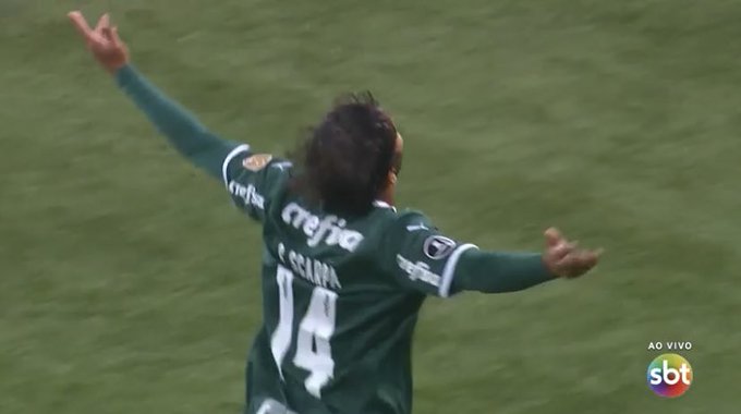 GOOOOOOOOOLLL! Scarpa abre o placar para o Verdão 
