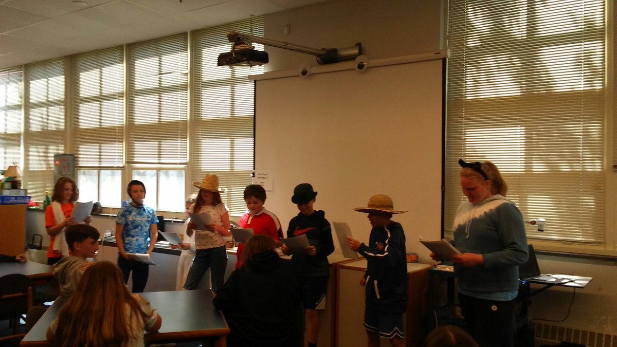 MsRosslvsbooks's tweet photo. After several days of grueling state testing 5th graders @ManometSchool had some fun with a #ReadersTheater during their #libraryclass genre study. 👍😃📖 @MsRosslvsbooks @PlymouthAcCoord @PlymouthSch https://t.co/WM5Lovr9Et