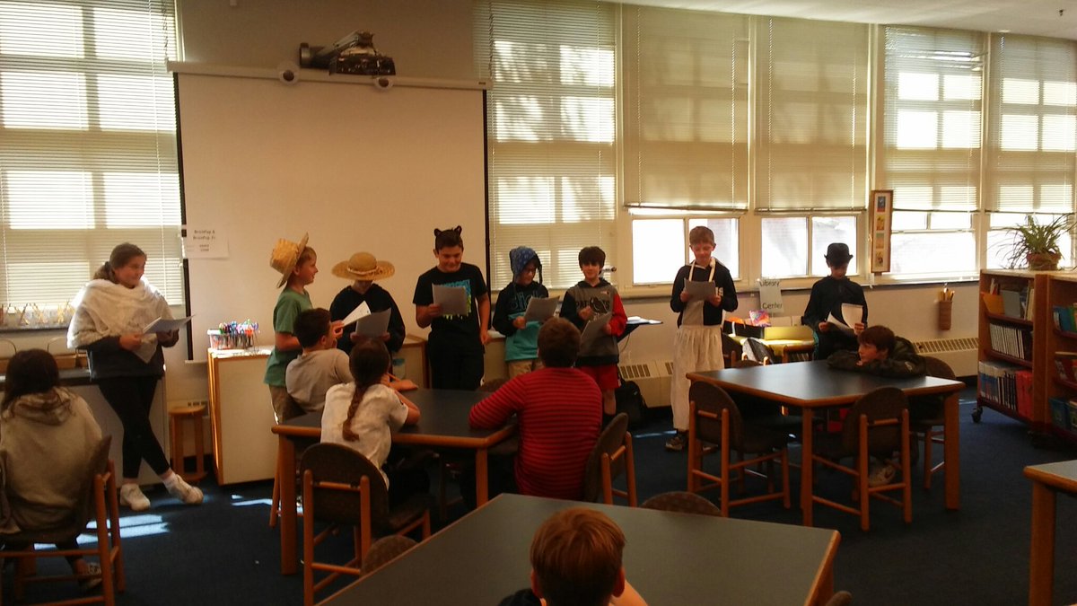 MsRosslvsbooks's tweet photo. After several days of grueling state testing 5th graders @ManometSchool had some fun with a #ReadersTheater during their #libraryclass genre study. 👍😃📖 @MsRosslvsbooks @PlymouthAcCoord @PlymouthSch https://t.co/WM5Lovr9Et