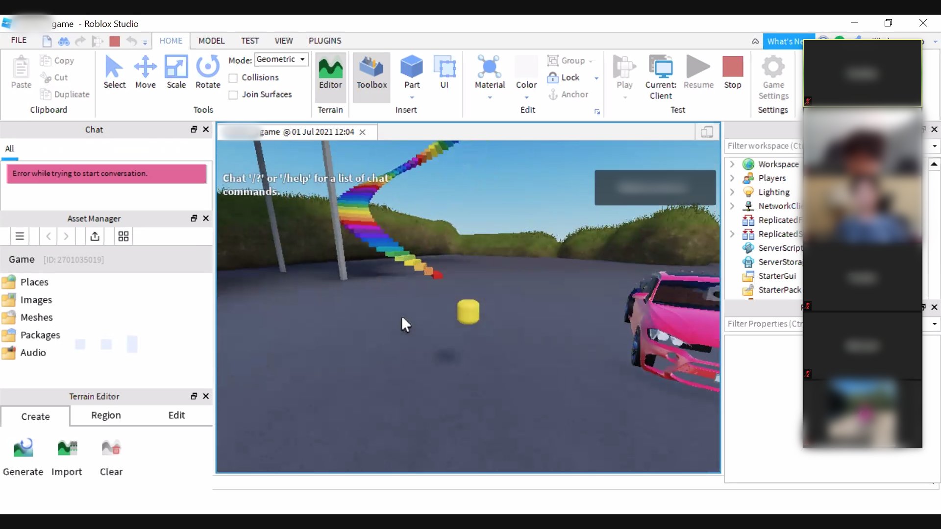 Terrain Editor popping up during testing or opening up Roblox