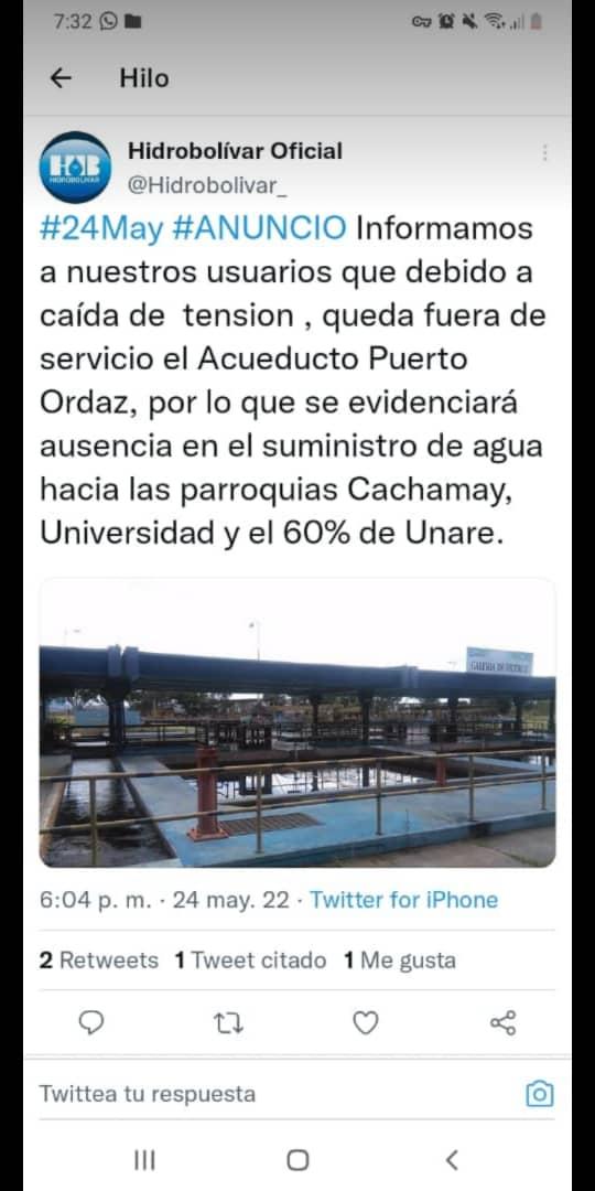 PregPopGuayana's tweet photo. #LaVerdadAVivaVoz Ya es reiterativo el problema del suministro de agua en la ciudad hasta cuándo tanta indolencia e ineficiencia del gobierno regional donde están las inversiones para mejorar la situación? @PregonAVivaVoz @PregPopGuayana @PregPedoBolivar @PregonerosM https://t.co/fhOk6iPUX0