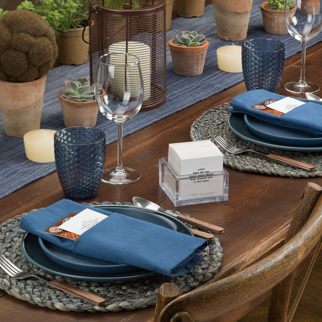 TIP: Use TableTopics in your tablescape design. 

#TableTopics #conversationstarters #tiptuesday #tablescape #tablescapetuesday