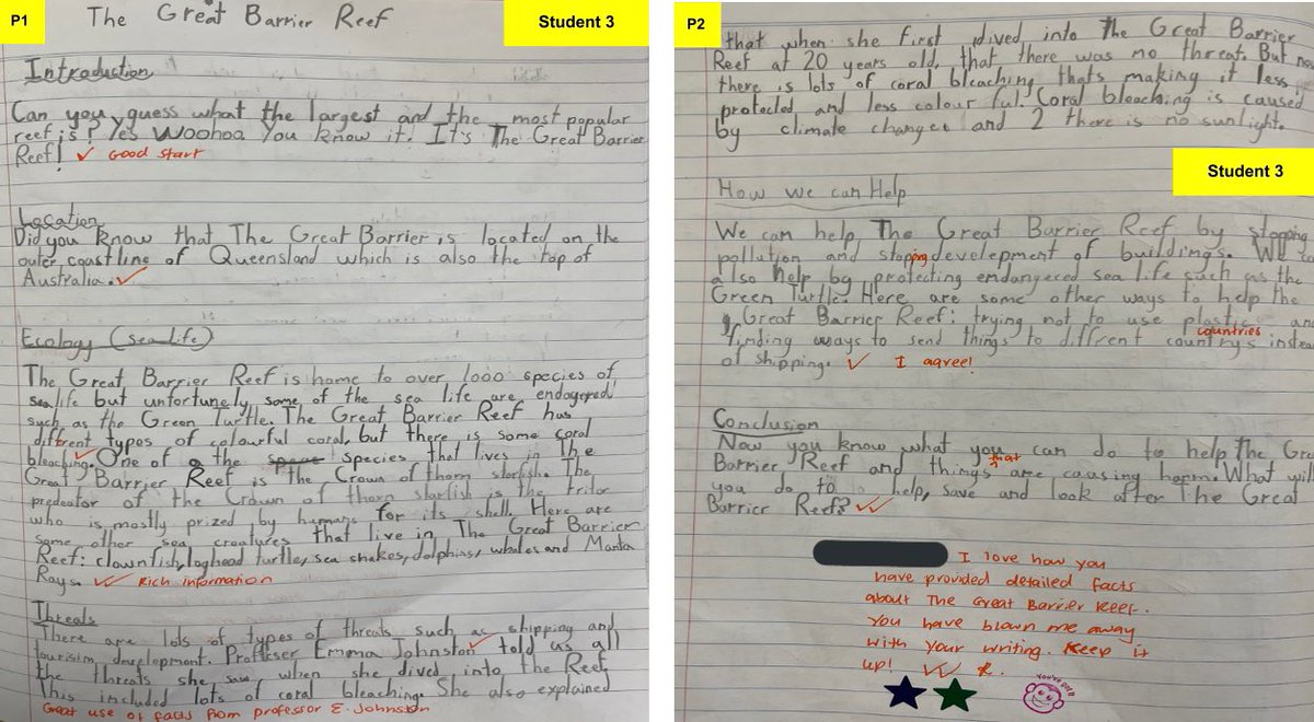 JustJen_K's tweet photo. Thank you to Professor Emma Johnston, a scientist whose videos helped inspire 2 Red to write informative texts on The Great Barrier Reef. We are ready to make a change & save our reef. I’m so proud of their writing! #Year2 #EduTwitter #Science #Literacy #IntegratedInquiry https://t.co/UKoi72u7Pv
