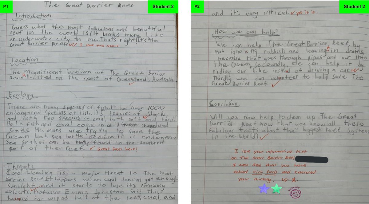 JustJen_K's tweet photo. Thank you to Professor Emma Johnston, a scientist whose videos helped inspire 2 Red to write informative texts on The Great Barrier Reef. We are ready to make a change & save our reef. I’m so proud of their writing! #Year2 #EduTwitter #Science #Literacy #IntegratedInquiry https://t.co/UKoi72u7Pv