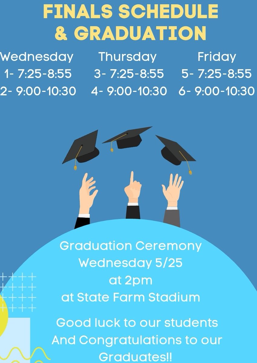 westviewstugo's tweet photo. Graduation is tomorrow!! Finals for our Freshman-Junior students start tomorrow morning. Good luck!! https://t.co/TiFUKd4J0k